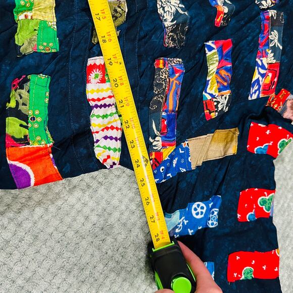 Nativewear Designs Patchwork Quilted Navy Colorful Bomber Jacket L - Picture 7 of 9